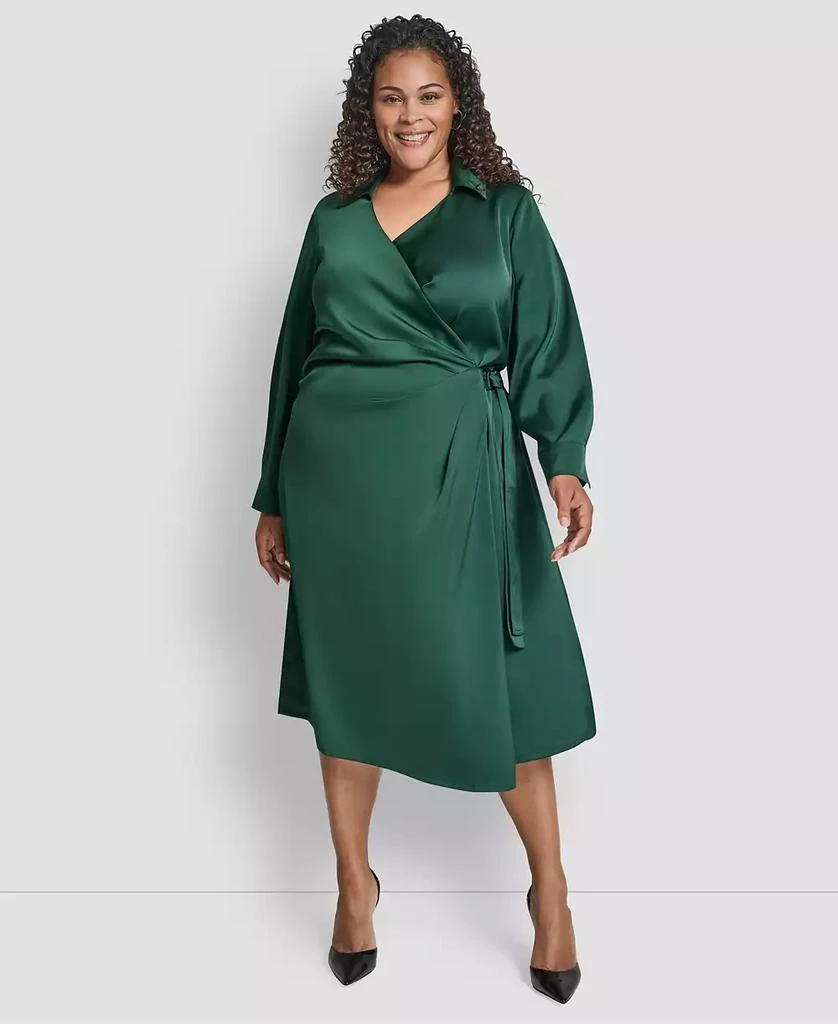 fitted lace wedding dress Green Olive Long Sleeve Midi Dress main image 1