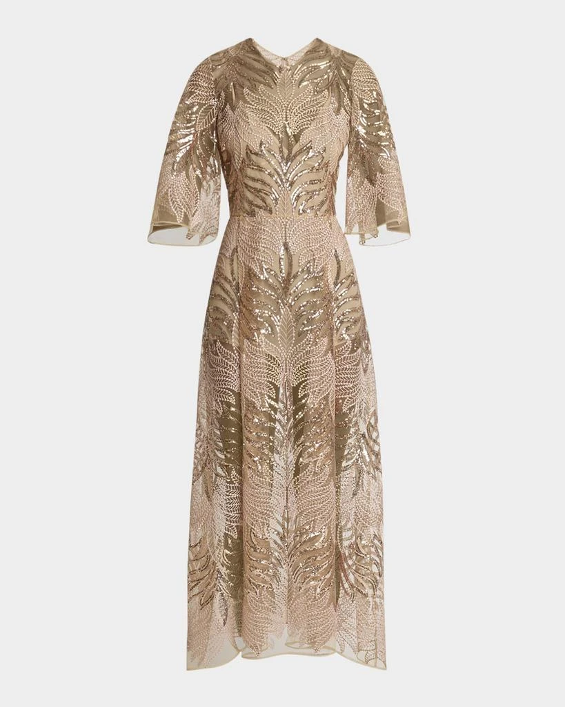 Elie Saab Sequin Embroidered Tulle Midi Dress 1