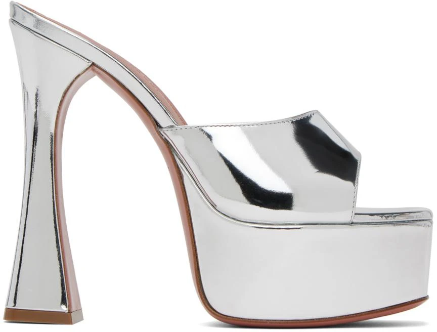 Amina Muaddi Silver Dalida Heeled Sandals 1