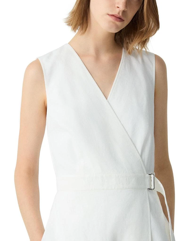 Theory Sleeveless Linen Blend A-line Wrap Dress 5