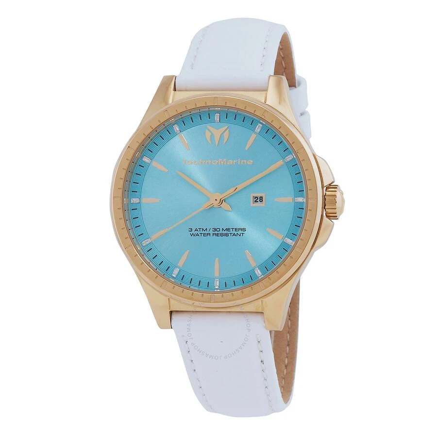 TechnoMarine MoonSun Date Quartz Light Blue Dial Dial Ladies Watch TM-822046 1