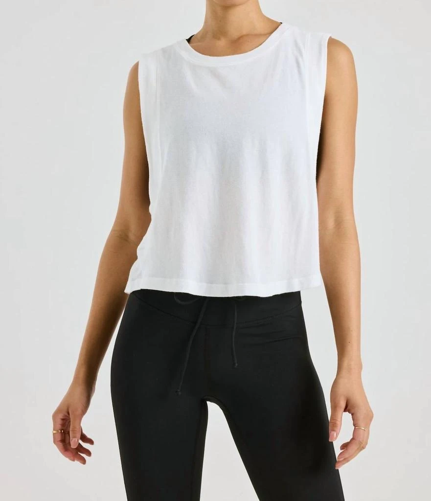 Year Of Ours Flow Cropped Muscle Tank In White 1