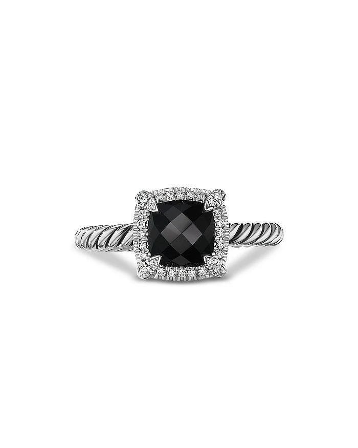 David Yurman Sterling Silver Petite Chatelaine® Ring with Black Onyx & Diamonds - Exclusive 1