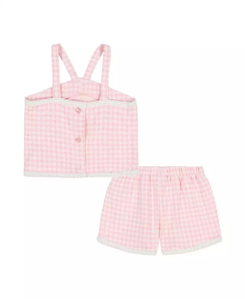 KIDS HEADQUARTERS Toddler and Little Girls 2-Piece Jacquard Checkered Knit Halter and Shorts Set 2