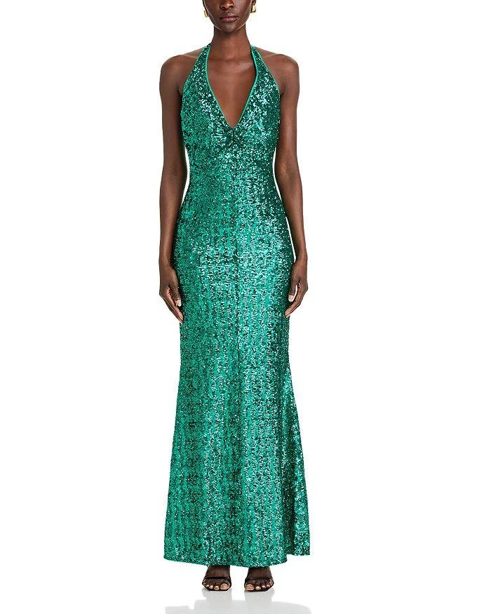 Chiara Boni Ryushi Sequined Halter Gown 7