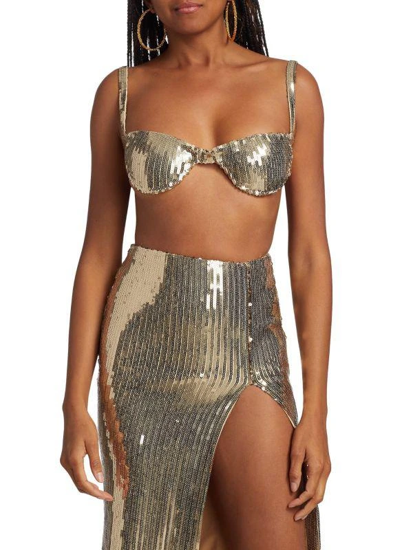 LaQuan Smith Sequined Underwire Bra Top 1