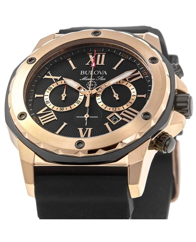 Bulova Bulova Marine Star Black Chronograph Dial Black Rubber Strap Men's Watch 98B104 2
