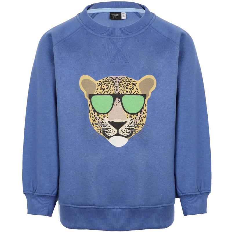 DON TEDDY Cool cheetah green sunglasses print royal blue sweatshirt