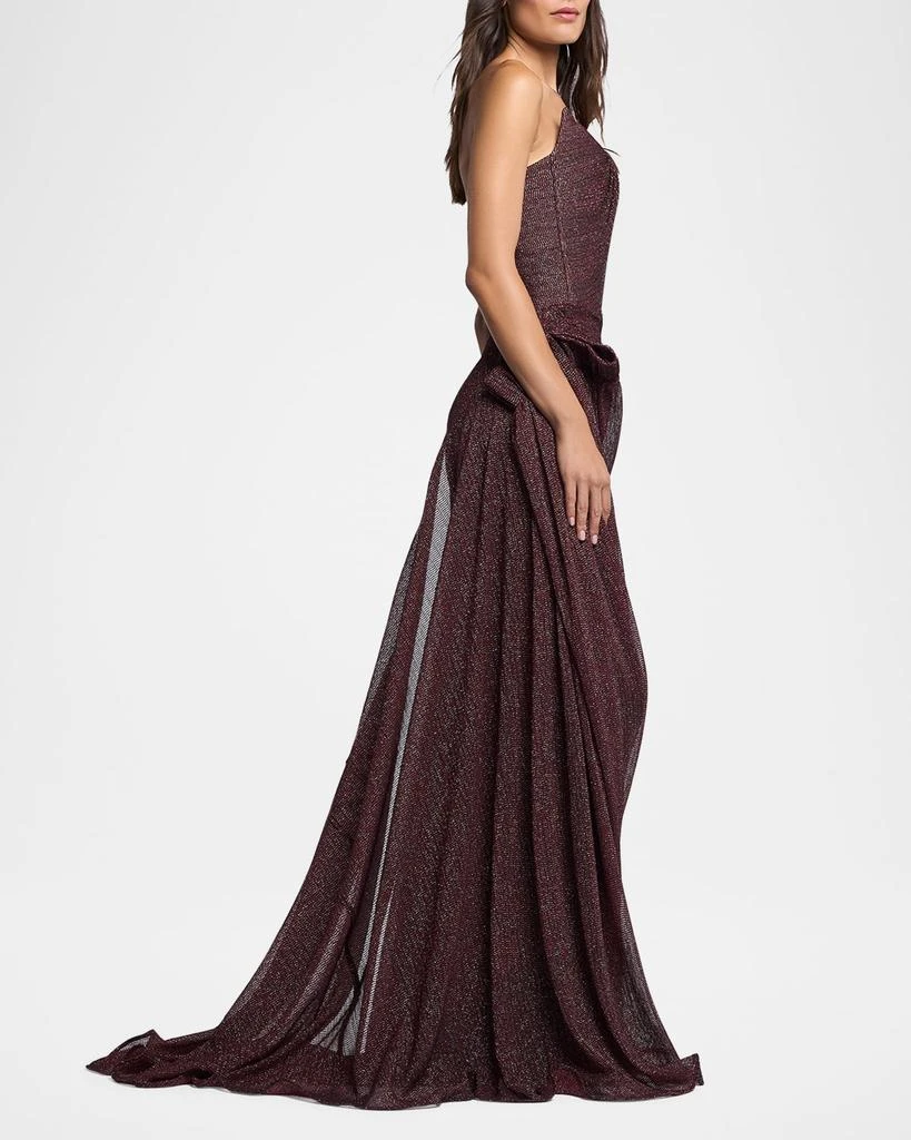 Maticevski Lexicon Metallic Draped Strapless Column Gown 4
