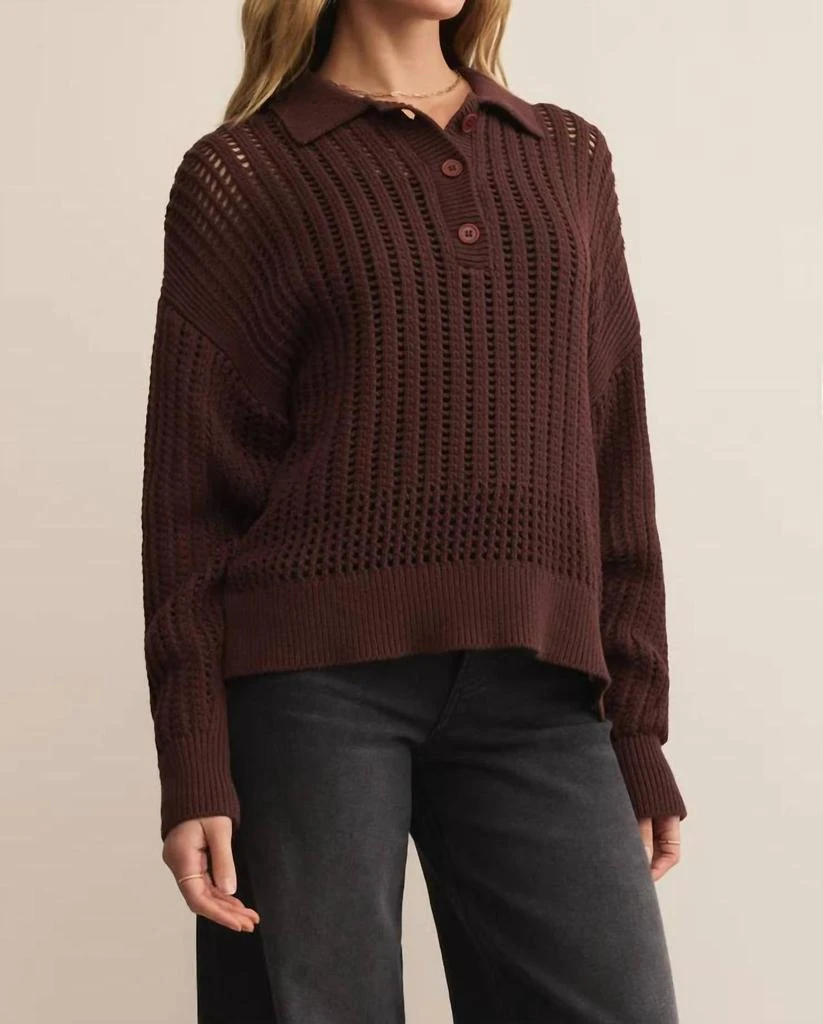 Z Supply Z Supply - Looking Glass Crochet Polo Sweater 4