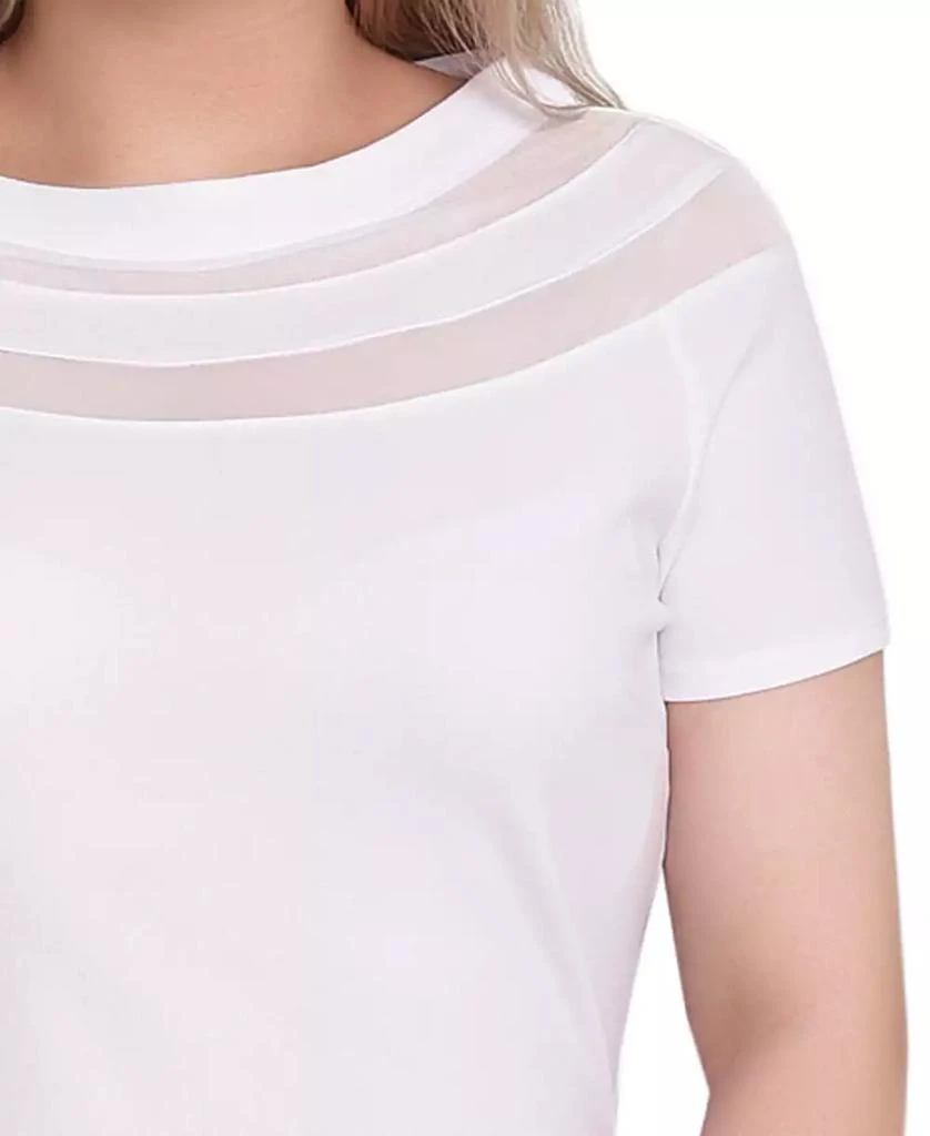 NY Collection Petite Short Sleeve Dress with Mesh Insets 4