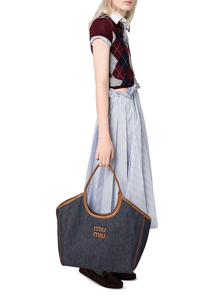Miu Miu Ivy Denim Tote Bag - Tote Bags - Free Shipping - BeyondStyle