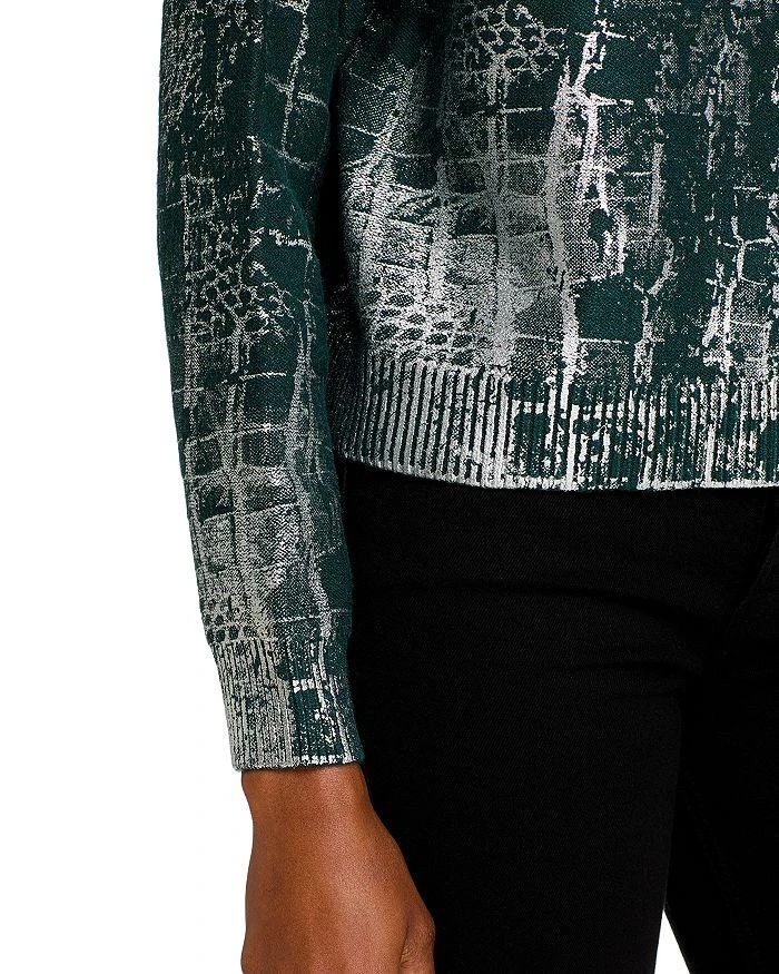 Adrienne Landau Crocodile Foil Print Funnel Neck Sweater 4