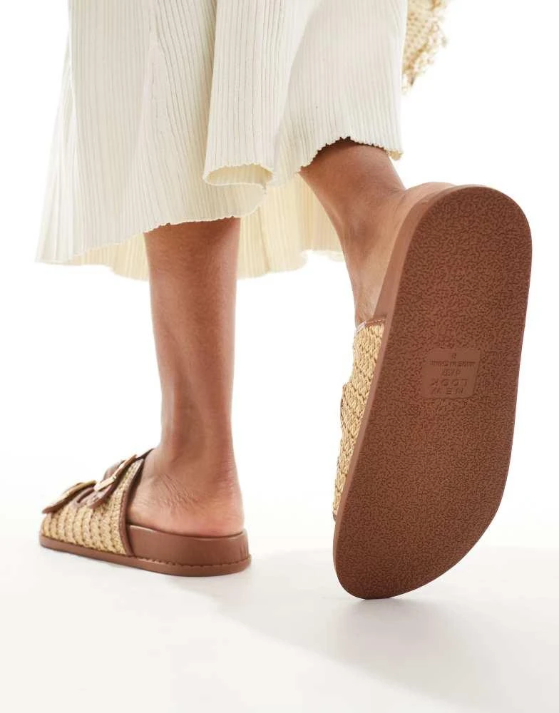 New Look New Look double strap sandal with raffia in tan 2
