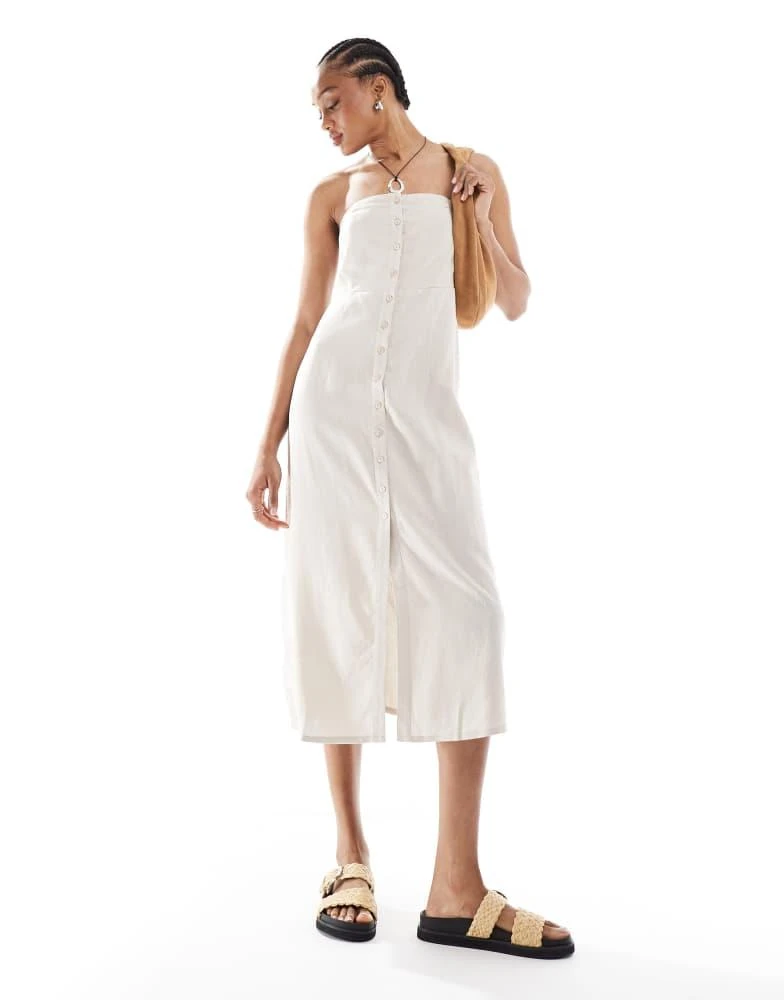 ONLY Tall ONLY Tall linen mix bandeau midi dress in STONE - STONE - 2XL ONLY Tall ONLY Tall linen mix bandeau midi dress in STONE - STONE - 2XL