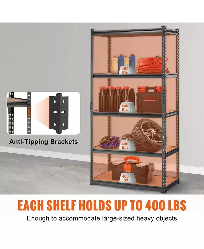 Mecale 5-Tier Storage Shelving Unit, Adjustable, 2000-Lb Capacity, 35"L x 18"W x 71"H, Heavy-Duty Utility Rack 5