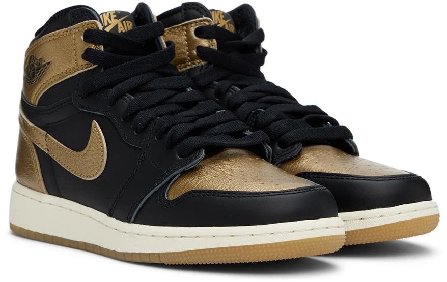 Jordan Big Kids Black & Gold Air Jordan 1 High OG Sneakers 4