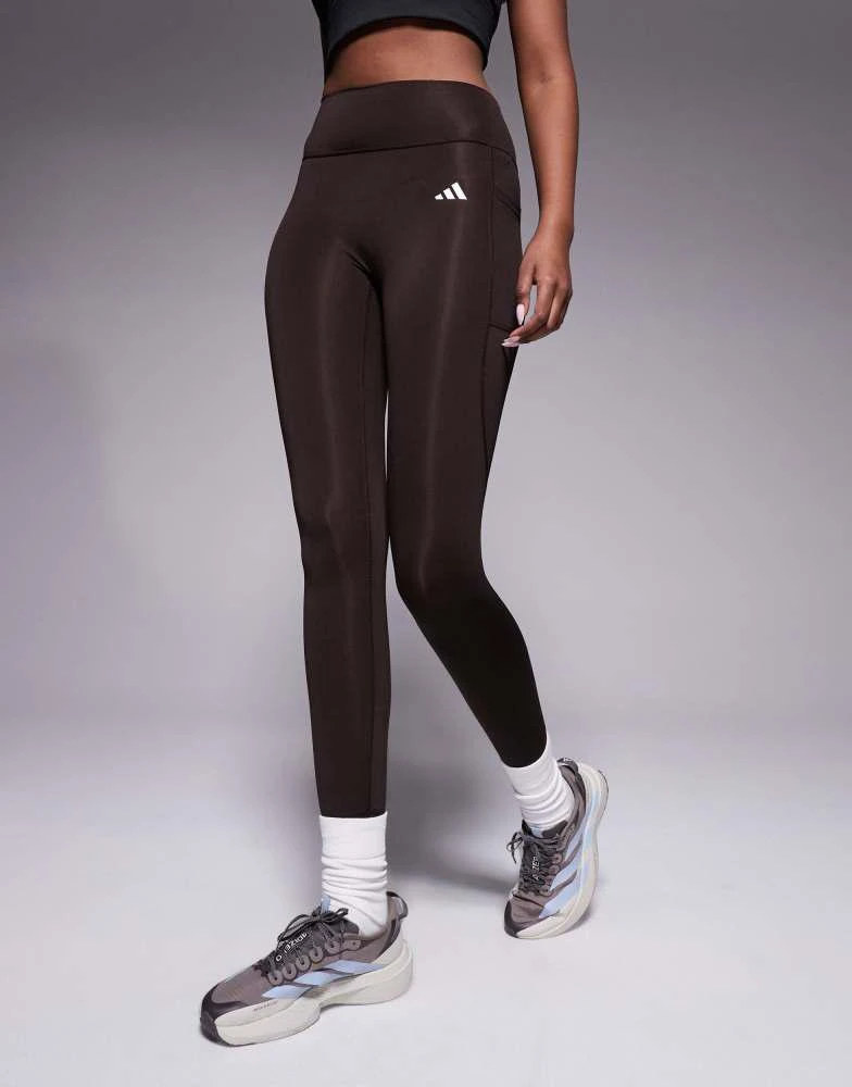 Adidas adidas Training Optime essentials 7/8 leggings in brown 4