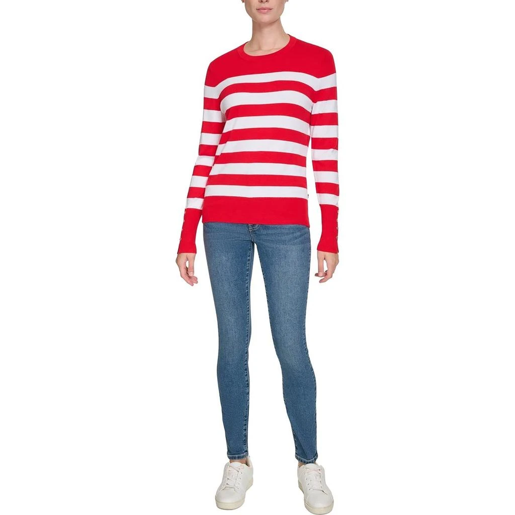 Nautica Womens Striped Knit Crewneck Sweater 1