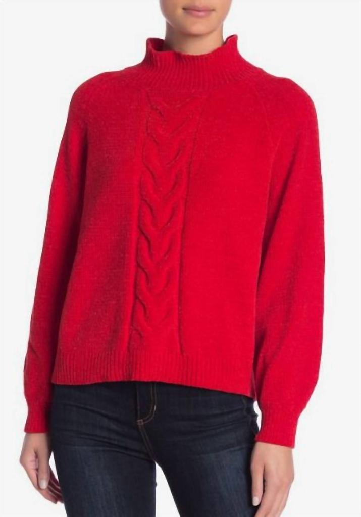 Abound Chenile Soft Mock Neck Sweater In Red