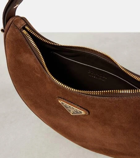 Prada Arqué Small suede shoulder bag 3