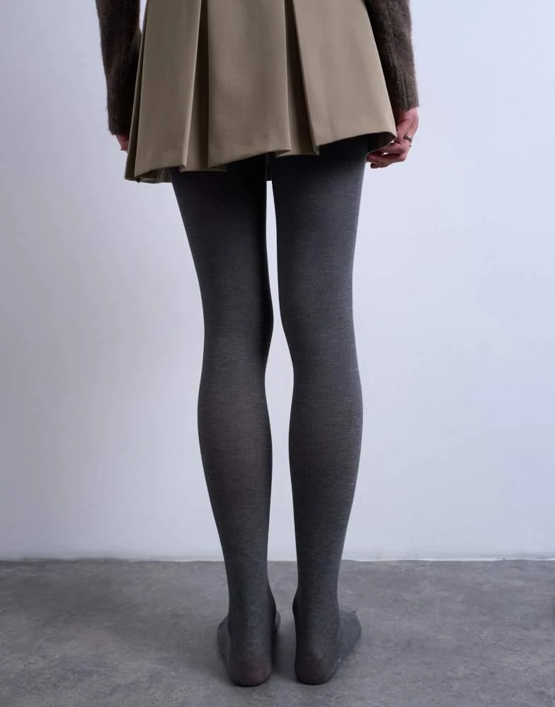Topshop Topshop cotton tights in grey 3
