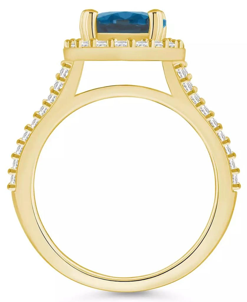Macy's London Blue Topaz (3-5/8 ct. t.w.) and Diamond (3/4 ct. t.w.) Halo Ring in 14K Yellow Gold 3