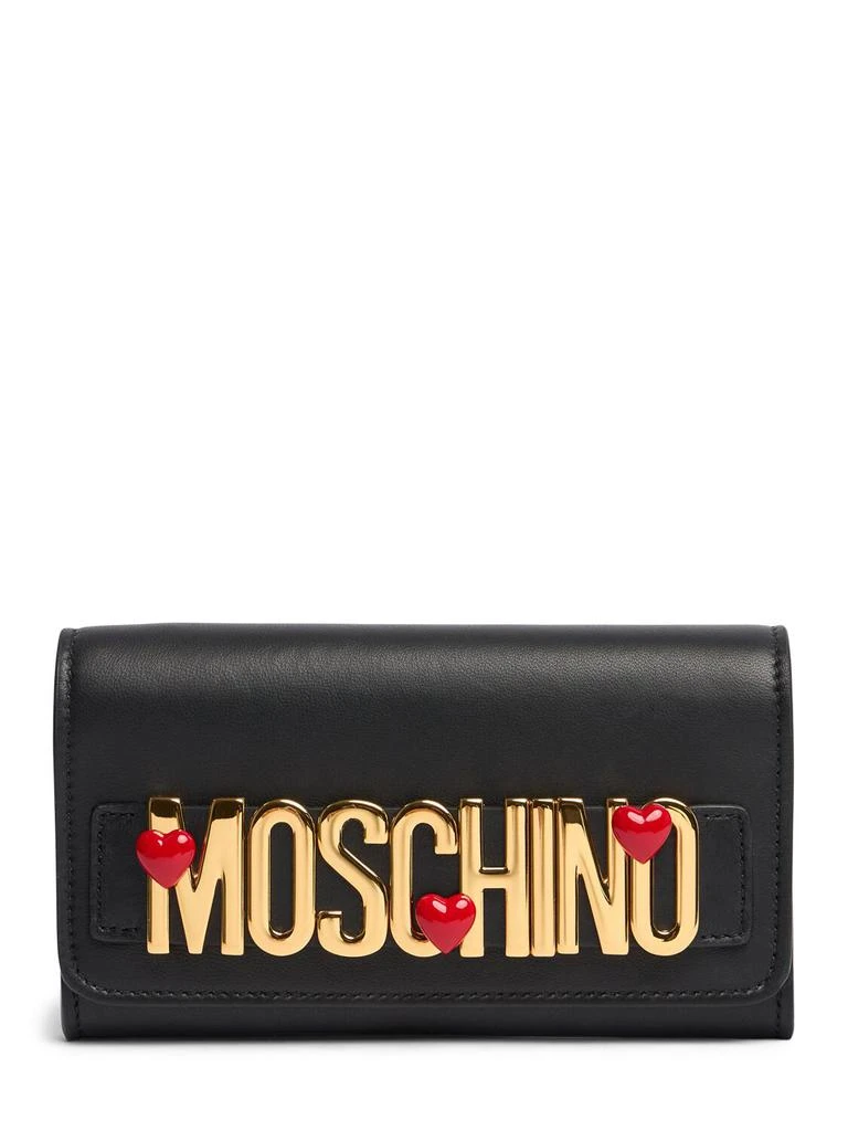 Moschino Heart Logo Nappa Leather Wallet On Chain 1