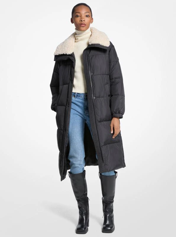 Michael Kors Faux Fur-Trim Quilted Puffer Jacket
