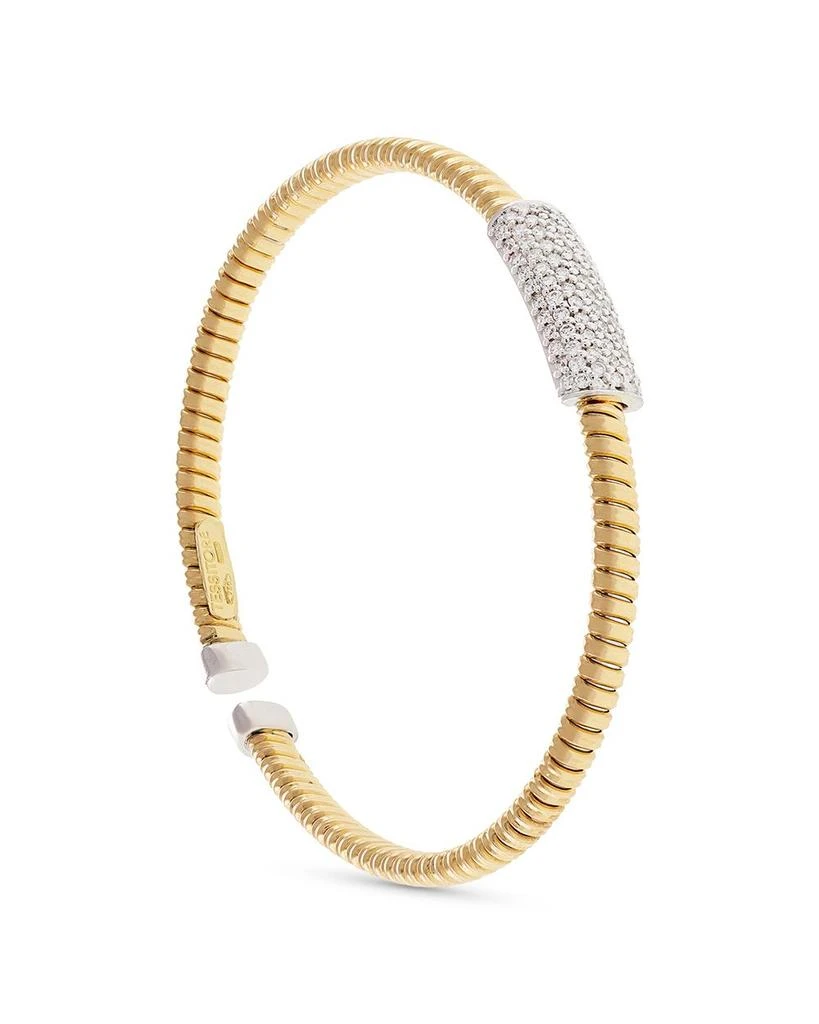 Alberto Milani 18K Yellow Gold Via Mercanti Tubogas Diamond Cylinder Bangle Bracelet 3