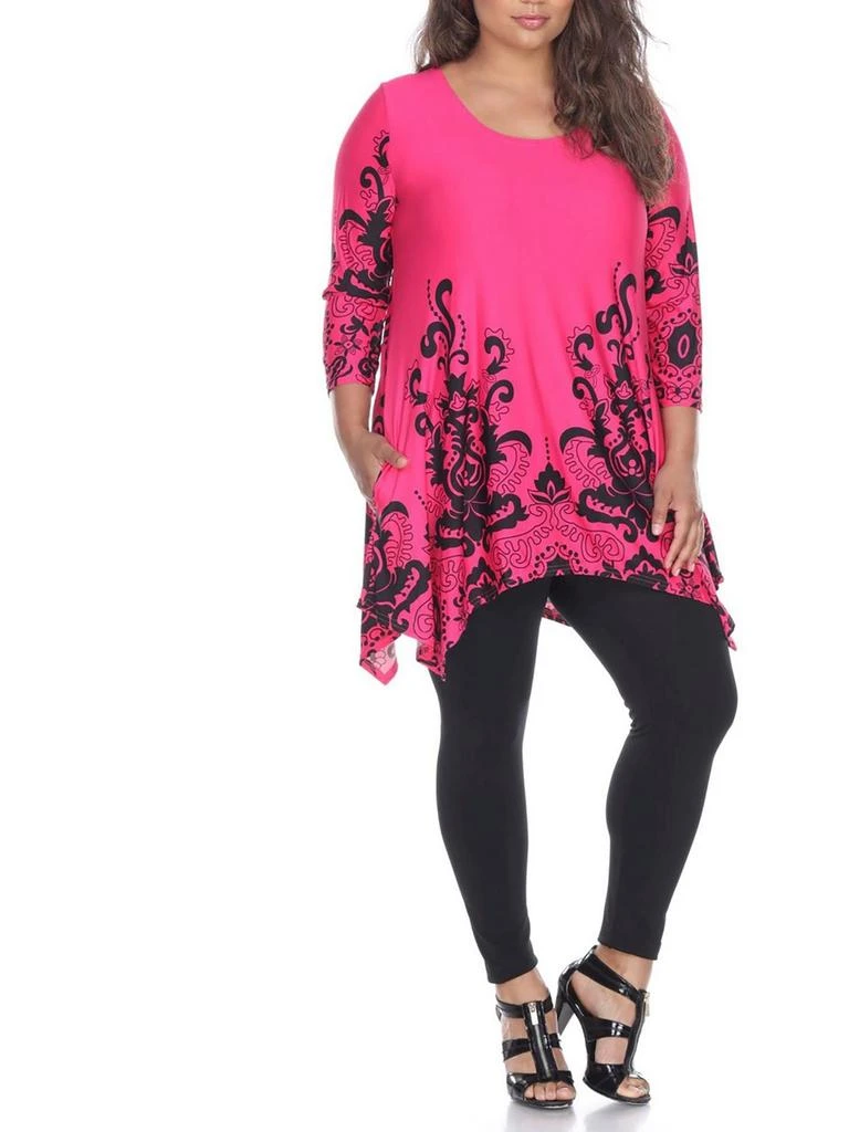White Mark Plus Womens Sharkbite Hem Floral Tunic Top 4
