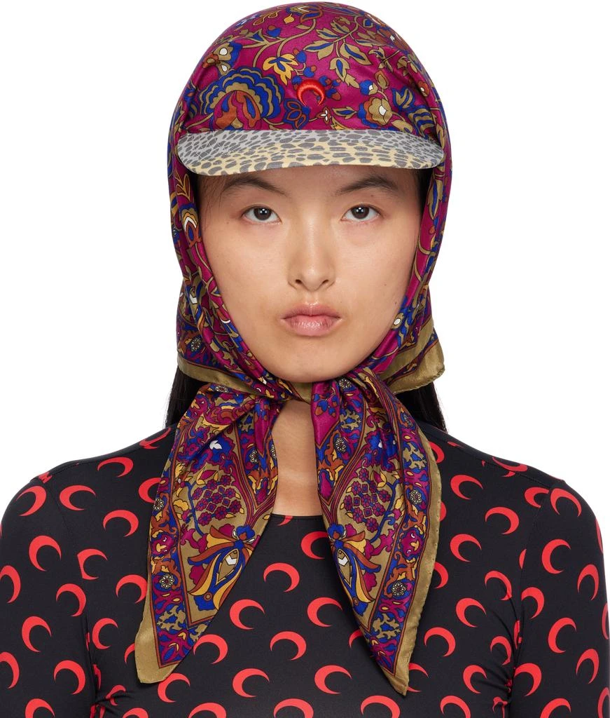 MARINE SERRE Multicolor Upcycled Silk Scarves Veiled Cap 1