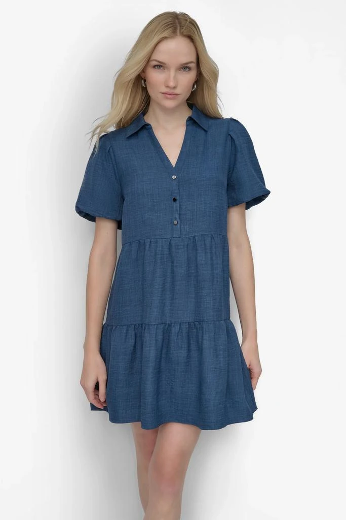 DKNY TIERED A-LINE MINI SHIRT DRESS 8