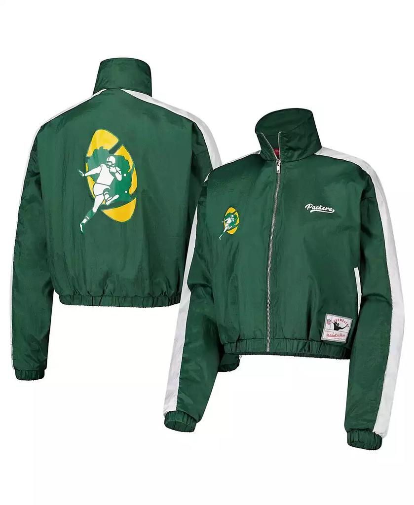 Mitchell & Ness Women's Green Green Bay Packers Nylon Cropped Full-Zip Jacket