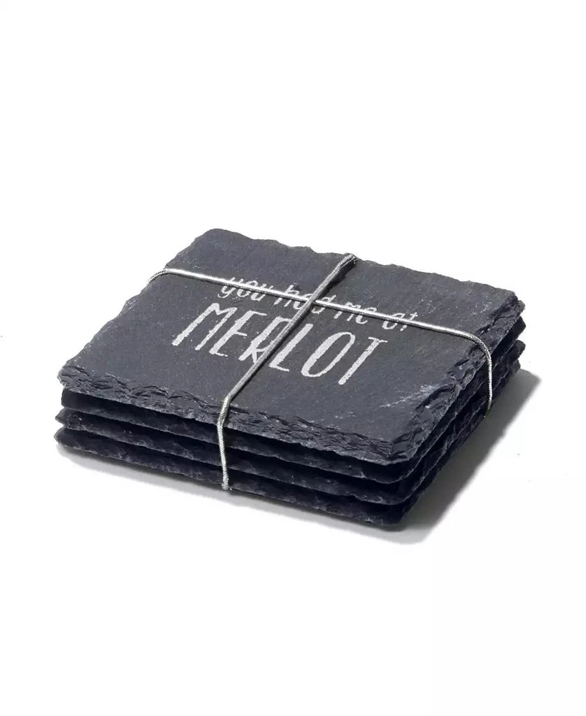 American Atelier 4 X 4" Sip Sip Hooray Slate Coasters Square Set, 4 Piece 4