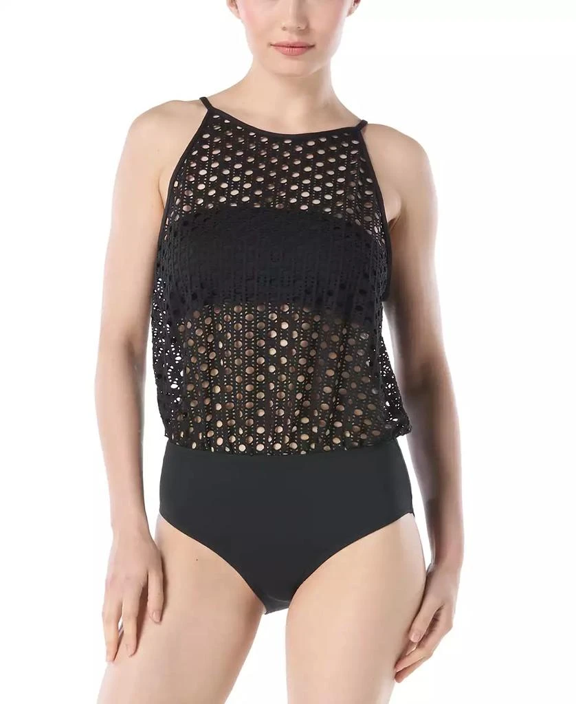 Carmen Marc Valvo Women's High-Neck One-Piece Swimsuit 1