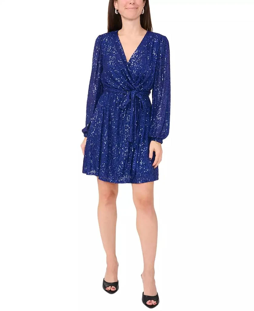 MSK Petite Sequin Blouson-Sleeve Fit & Flare Dress 1