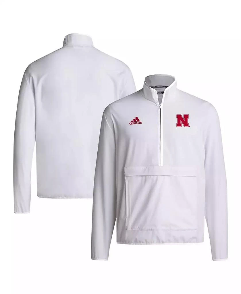 Adidas Men's White Nebraska Huskers Coaches Sideline Half-Zip Jacket 1