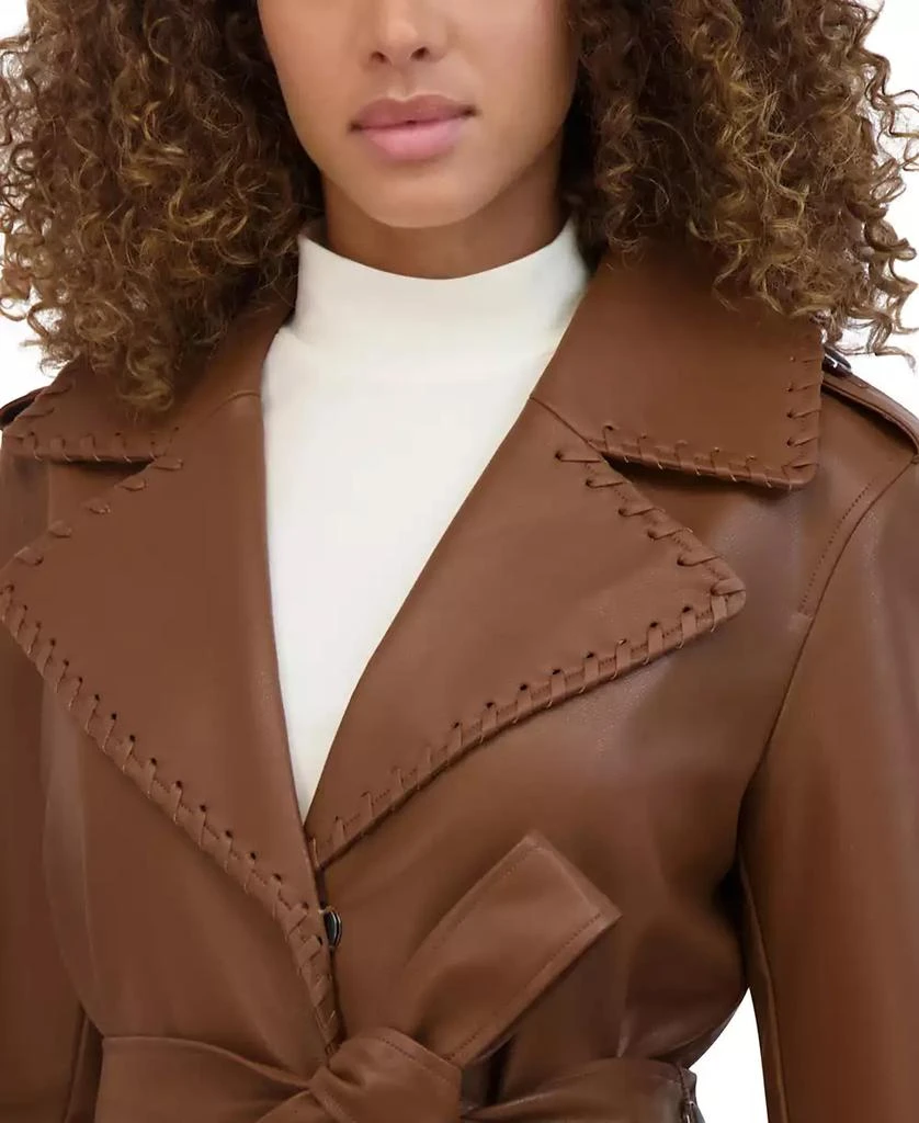 Kenneth Cole Women's Faux Leather Trench Coat 5