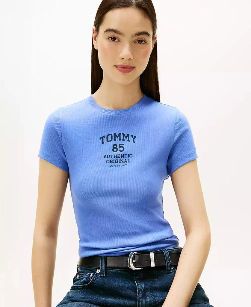 Tommy Jeans Women
s Tommy 85 Ribbed Logo T-Shirt 3