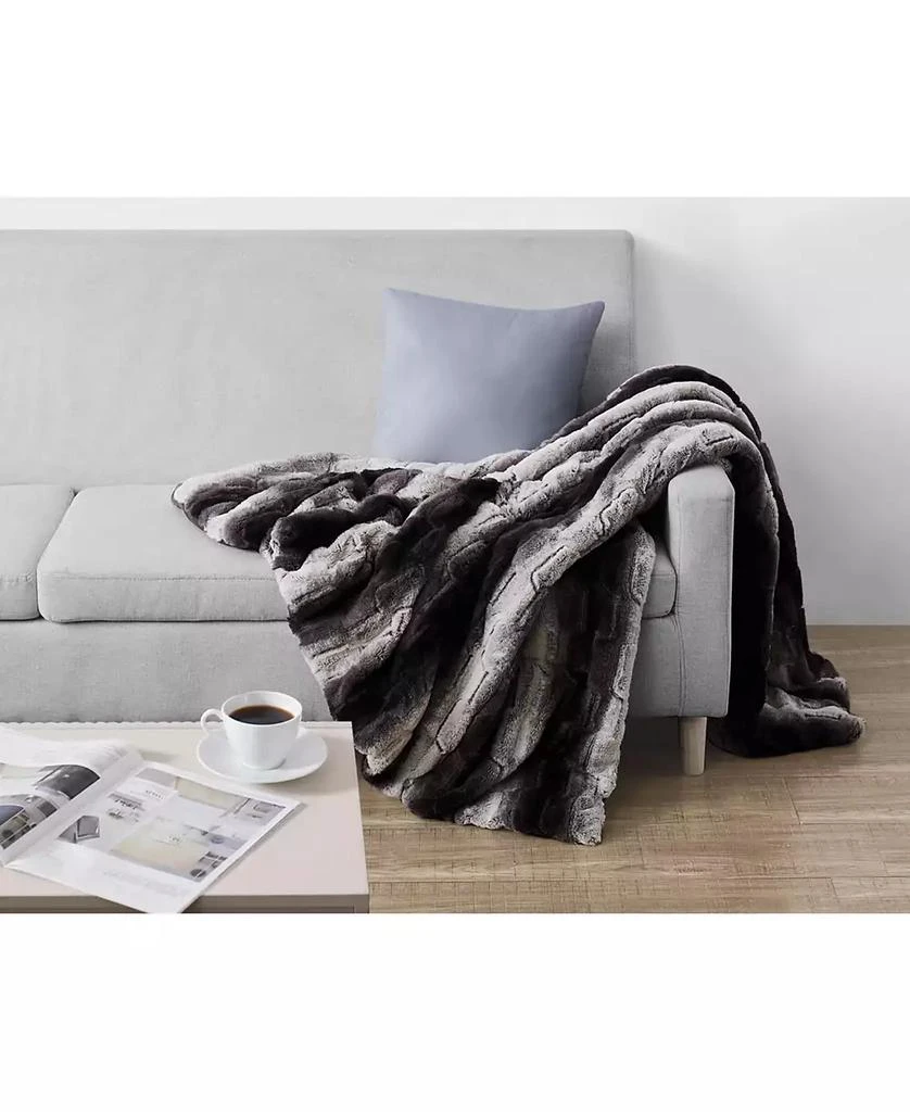 Christian Siriano New York Christian Siriano NY® 60" x 70" Black Ombre Luxury Faux Fur Filled Throw with Gift Box 5