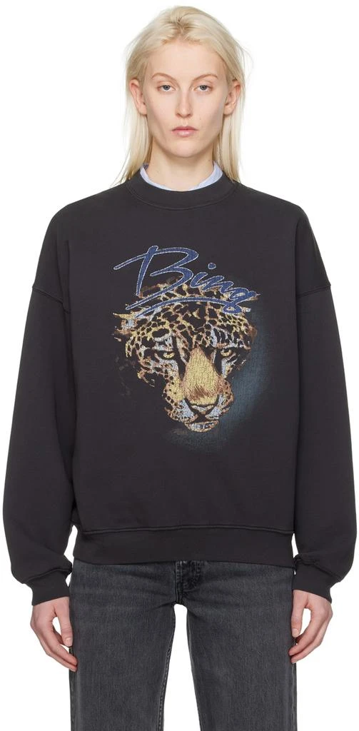 ANINE BING Black Harvey Leopard Sweatshirt 1