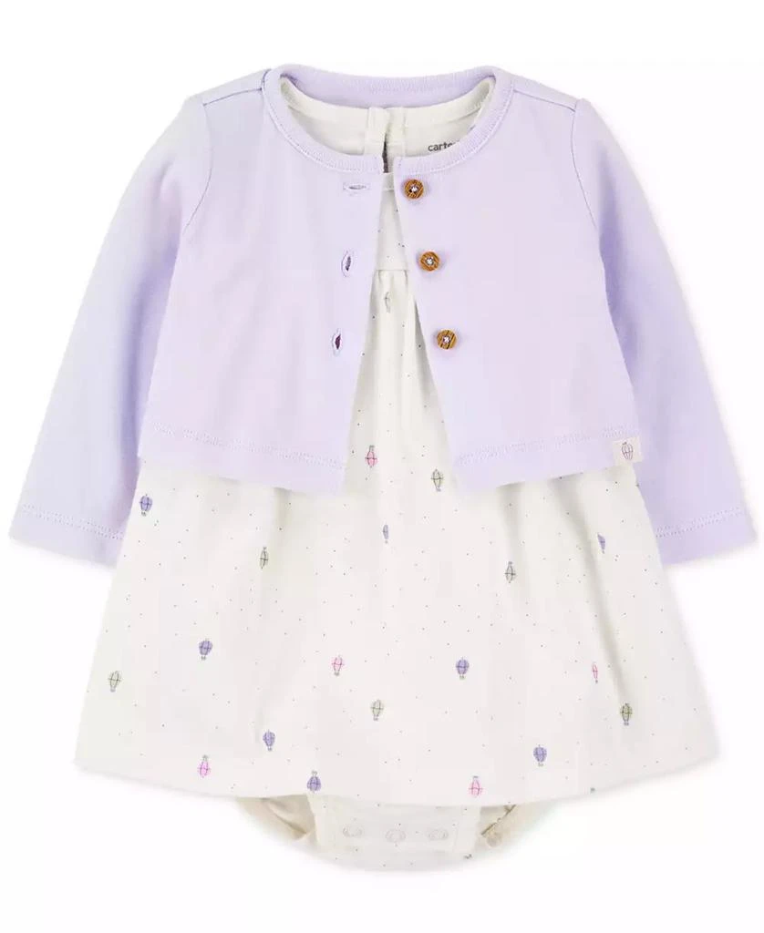 Carter
s Baby Girls Cotton Bodysuit Dress 
Cardigan, 2 Piece Set