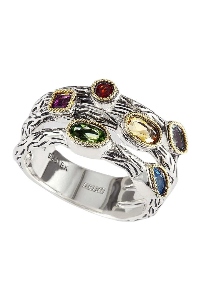 Effy Sterling Silver & 18K Yellow Gold Amethyst, Blue Topaz, Citrine, Garnet, Peridot, Aquamarine Ring - Size 7 1