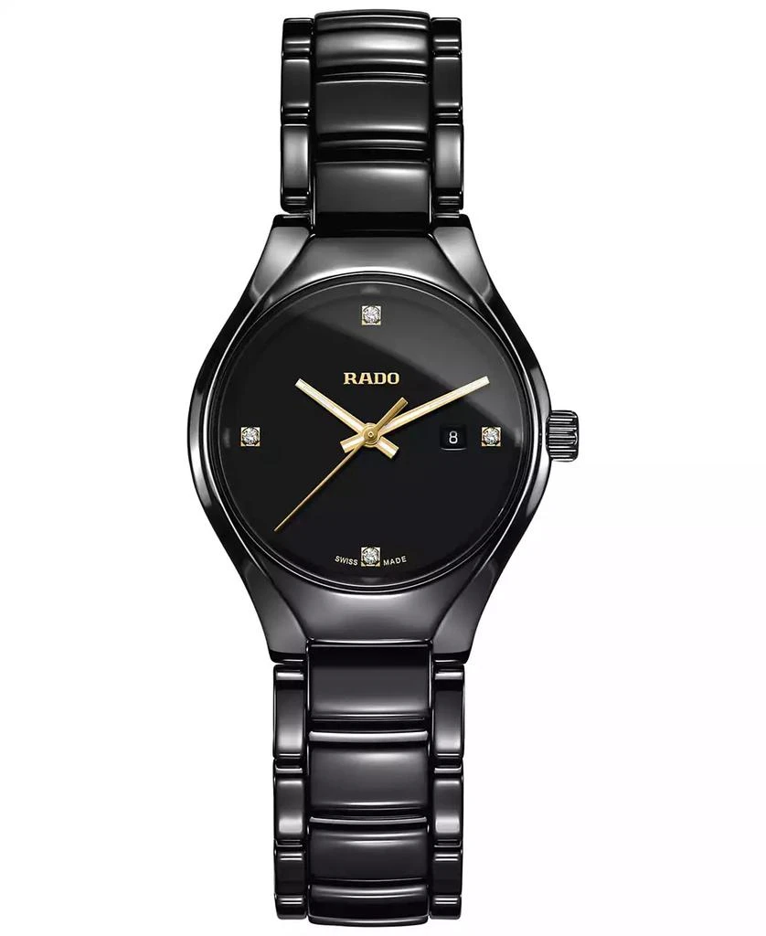 Rado Women's Swiss True Diamond Accent Black High-Tech Ceramic Bracelet Watch 30mm R27059712 1