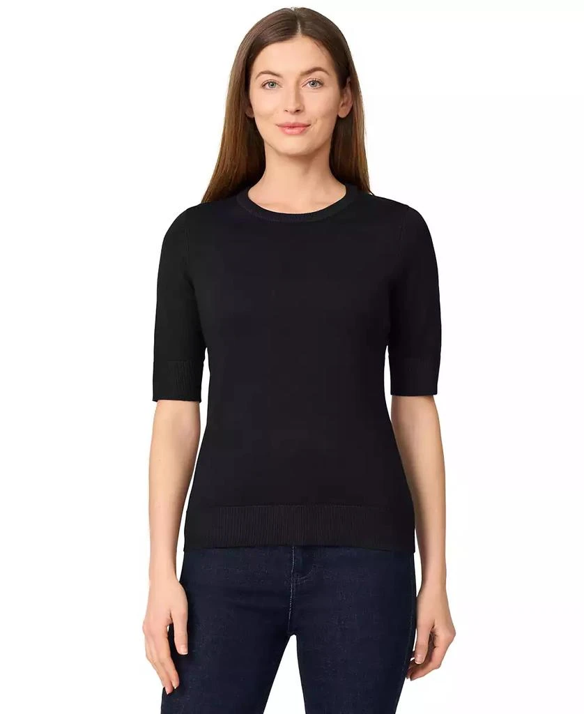 Melissa Paige Women's Crew-Neck Elbow-Sleeve Fine-Gauge Sweater 4