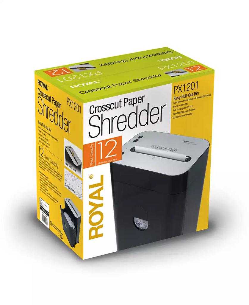royal 12 Sheet Cross Cut Pullout Basket Casters Shredder