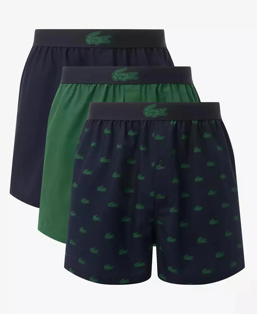 Lacoste Men's 3-Pack Regular-Fit Woven Boxers