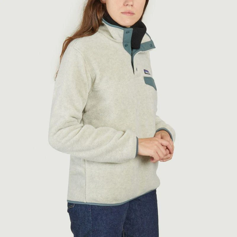 Patagonia Lightweight Synchilla® Snap-T® Fleece Pullover Oatmeal Heather w Nouveau Green PATAGONIA 2