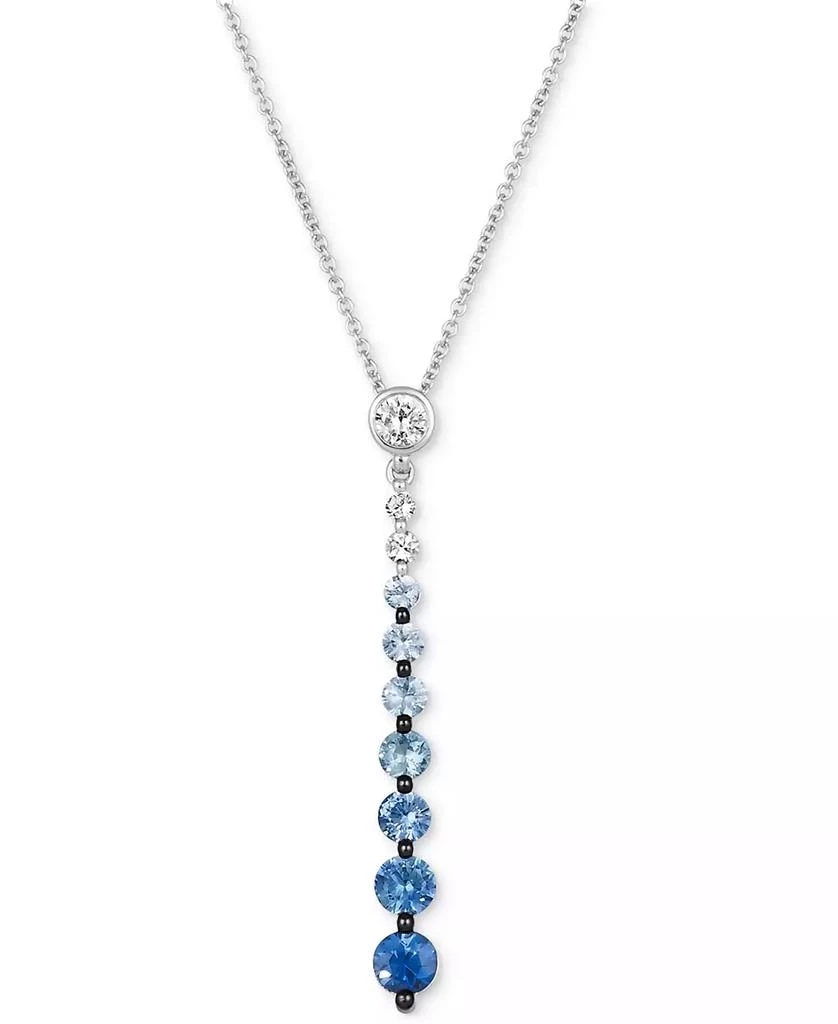 Le Vian Denim Ombré (7/8 ct. t.w.) & White Sapphire (1/6 ct. t.w.) Graduated Adjustable 20" Lariat Necklace in 14k White Gold 1